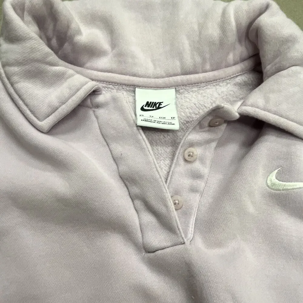 Nike Women's XS Purple Collared Polo Fleece Pullover Crop Sweatshirt Crop Sleeve
